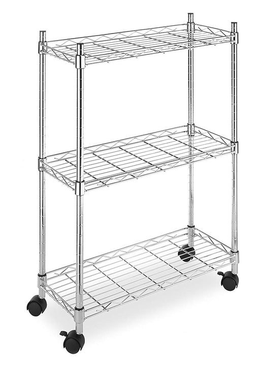 Chrome 3-Shelf Utility Cart with Wheels